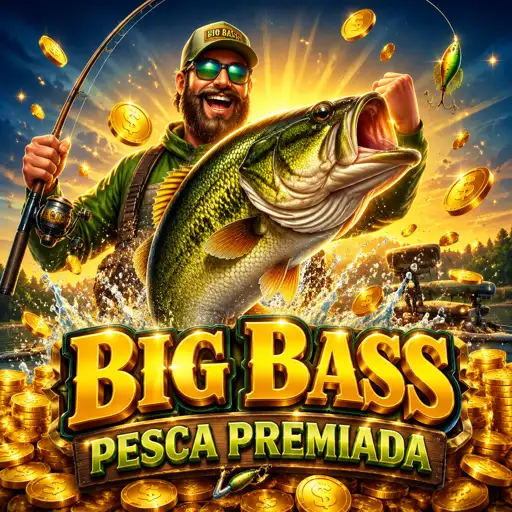 Cartão do jogo Big Bass Splash com pescador e isca