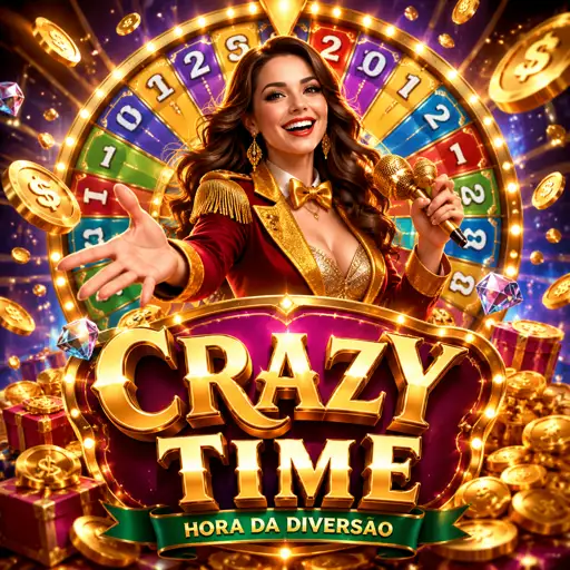 Roda gigante do game show Crazy Time iluminada