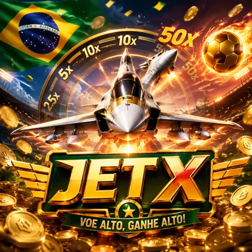 Cartão do jogo JetX com jato subindo e multiplicador crescendo