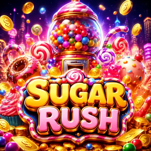 Cartão do jogo Sugar Rush 1000 com doces coloridos